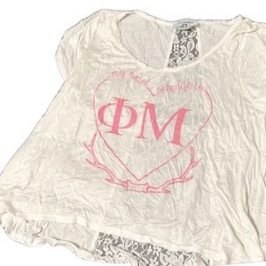My Heart Belongs to Phi Mu Open Back Lace Tee